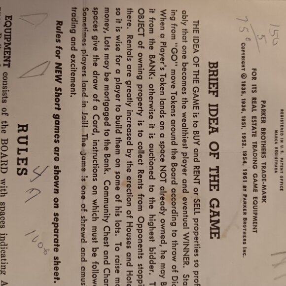 Vintage 1960's Monopoly Game Pieces, Cards, houses, and money - Picture 5 of 5